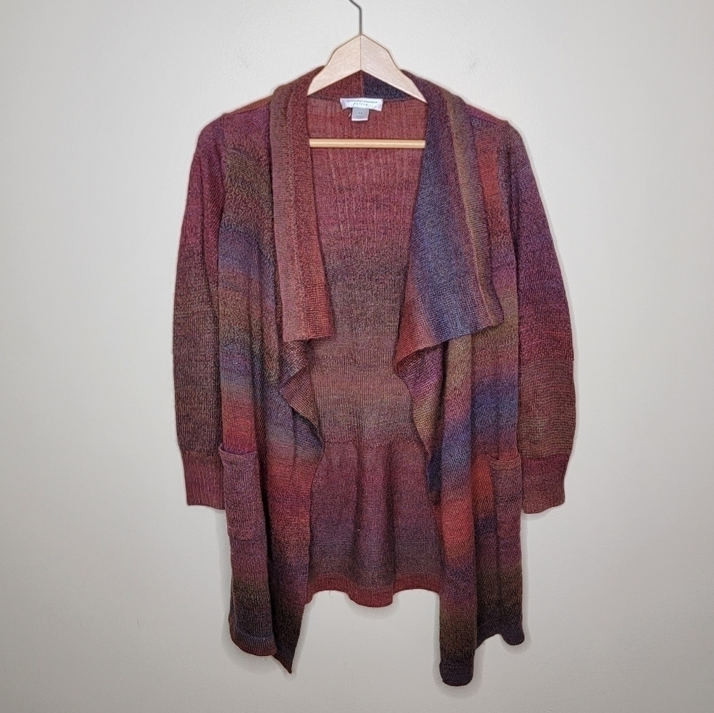 Christopher & Banks Petite Draped Open Front Cardigan Sweater